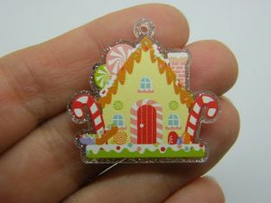 2 Gingerbread house Christmas charms clear acrylic CT272