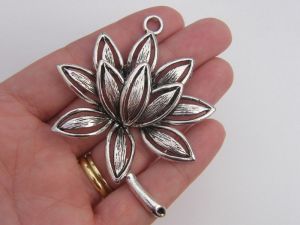 1 Water lily pendant antique silver tone F2