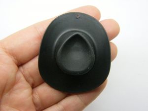 4 Cowboy hat charms  pendants black plastic CA