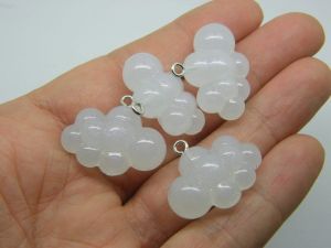 4 Cloud charms transparent white acrylic S328