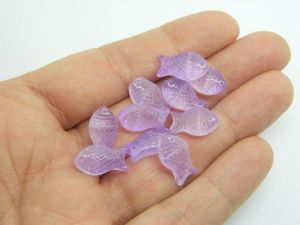 14 Fish beads lilac purple glass FF48