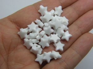 100 Star beads white acrylic BB517