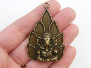 1 Elephant Ganesha pendant antique bronze tone R39