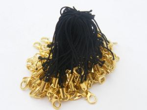 BULK 100 Black and gold cell phone strap 70mm with lobster clasp