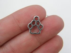12  Paw  charms antique silver tone A479