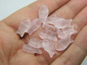14 Fish beads pink glass FF14