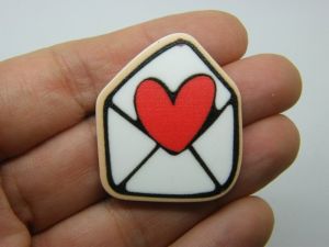 4 Love letter hearts pendants white red pink black  acrylic P27