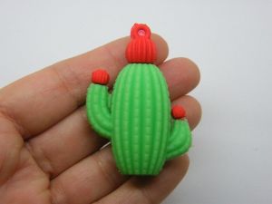 4 Cactus pendants  red green PVC plastic L