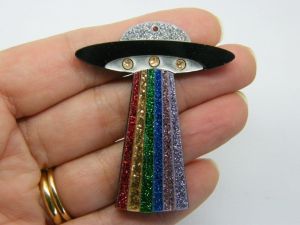 1 UFO pendant rainbow black  acrylic P114