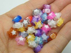 100 Star beads random mixed acrylic  BB620