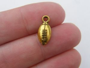 12 American football charms antique gold tone SP16