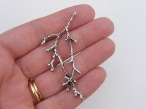 2 Branch connector charms antique silver tone L110