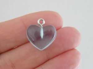10 Heart charms imitation jelly baby blue resin H87