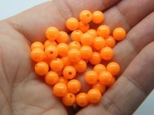 120 Orange round 6mm beads acrylic AB810 - SALE 50% OFF