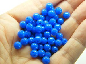 120 Royal blue round 6mm beads acrylic AB616 - SALE 50% OFF