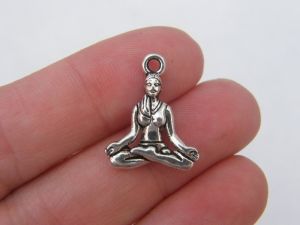 10 Yoga lady charms antique silver tone SP4