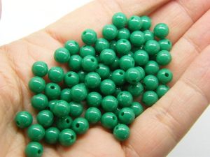 120 Green round 6mm beads acrylic AB - SALE 50% OFF