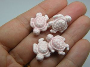 8 Turtle beads pink porcelain FF285
