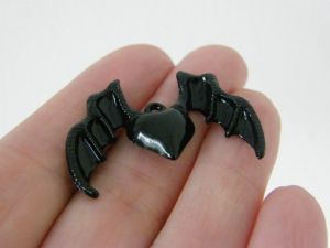 4 Bat wing heart pendant black tone HC170