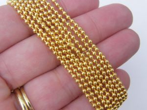 8m Ball chain 2mm gold plated FS394 - SALE 50% OFF