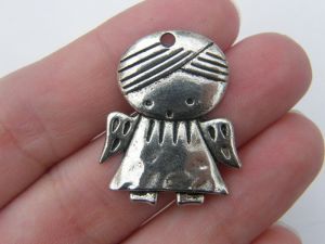8 Angel charms antique silver tone AW79