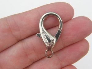 5 Lobster clasps 30 x 16mm silver  tone LC14