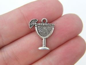 12 Cocktail charms antique silver tone FD26