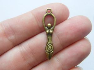 10 Lady goddess pendants antique bronze tone P26