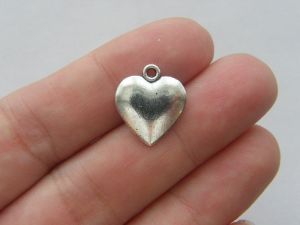 BULK 50 Heart charms antique silver tone H63