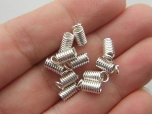 200 Coil end crimp fasteners 9 x 4mm silver plated 12851