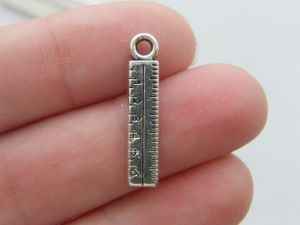 20 Ruler charms antique silver tone P553