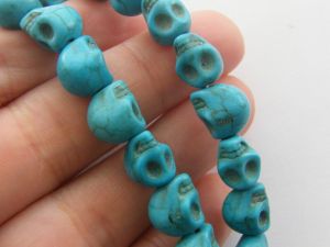 38 Blue skull beads 10 x 8mm SK7