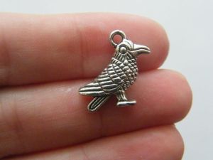 BULK 30 Raven bird charms antique silver tone B29