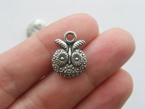 12 Owl charms antique silver tone B271