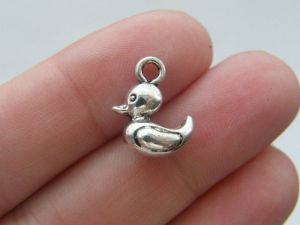 8 Duck charms antique silver tone B85