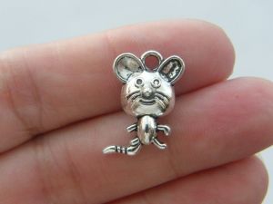 BULK 50 Mouse charms antique silver tone A88