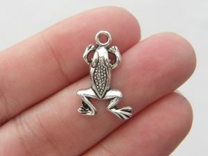 10 Frog charms antique silver tone A65