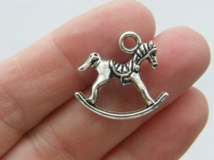 4 Rocking horse charms antique silver tone P614 - SALE 50 %OFF