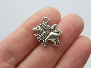 6 Lion charms antique silver tone A15