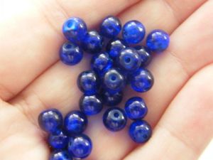 120 Royal blue crackle 6mm beads OB114