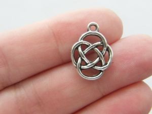8 Celtic knot charms antique silver tone R37