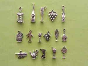 The Ultimate Love Wine  Charms Collection - 16 different antique silver tone charms