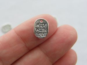16 Made with love charms antique silver tone M141