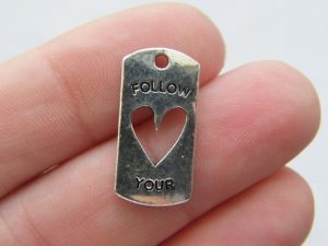 8 Follow your heart charms antique silver tone M220