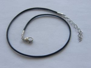 4 Black waxed cord necklaces 47cm