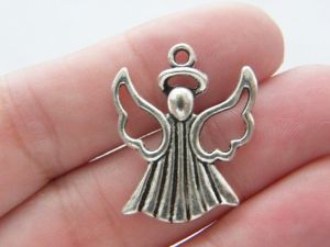 6 Angel pendants antique silver tone AW86
