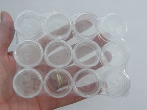 12 Clear screw lid round container 3 x 3 x 1.7cm - SALE 50% OFF