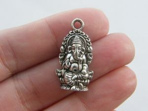 6 Elephant Ganesha pendants antique silver tone R35