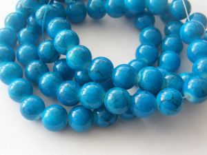 80 Blue glass 10mm beads B144