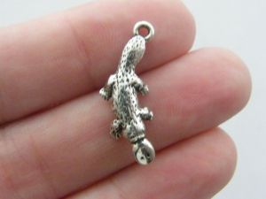 6 Duck billed platypus charms antique silver tone A140